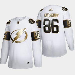 Herren Tampa Bay Lightning Eishockey Trikot Nikita Kucherov #86 Golden Edition Weiß Authentic